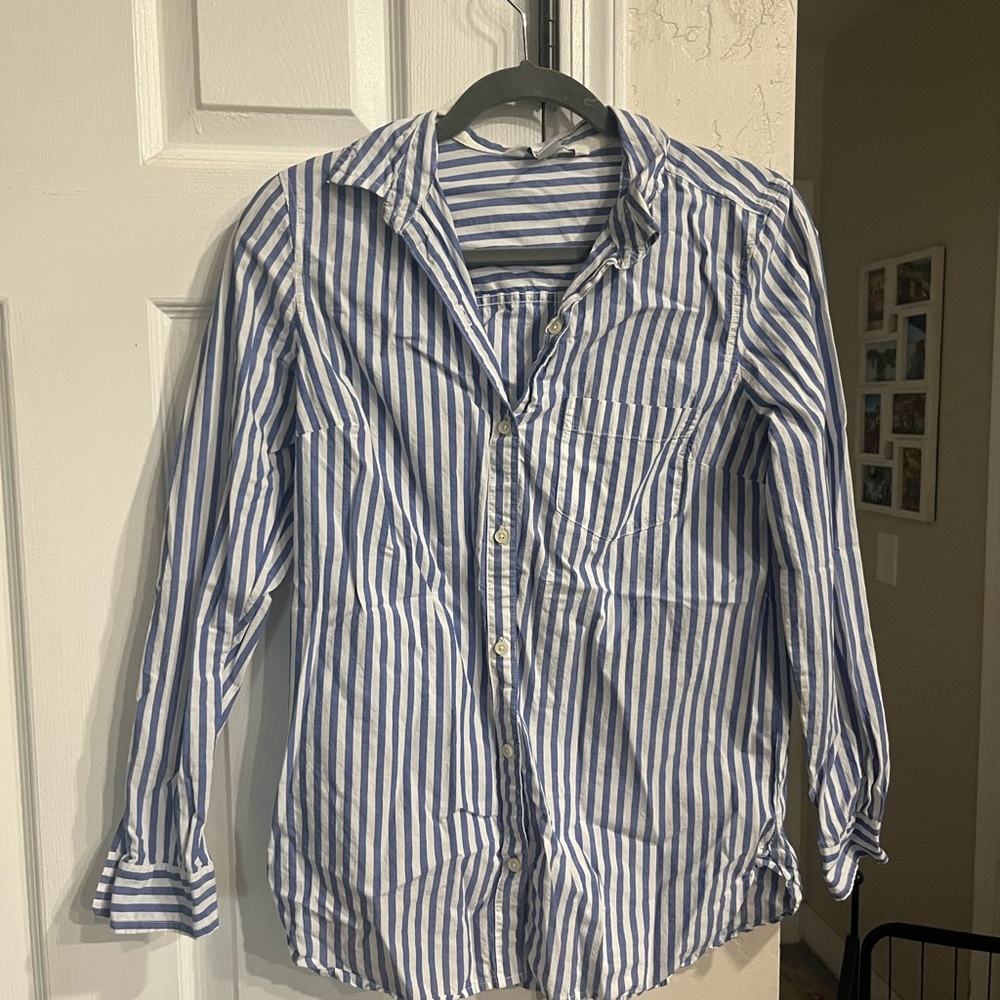 Old Navy Blue and White Striped Tunic Shirt